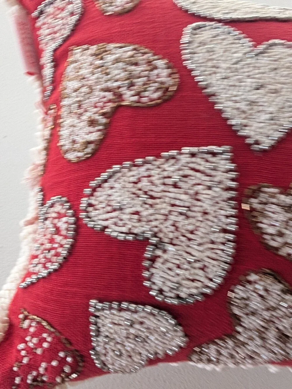 Bella Lux Beaded Heart Valentine's Throw Pillow 12